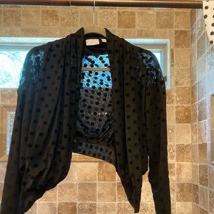 Black polka dot crop jacket